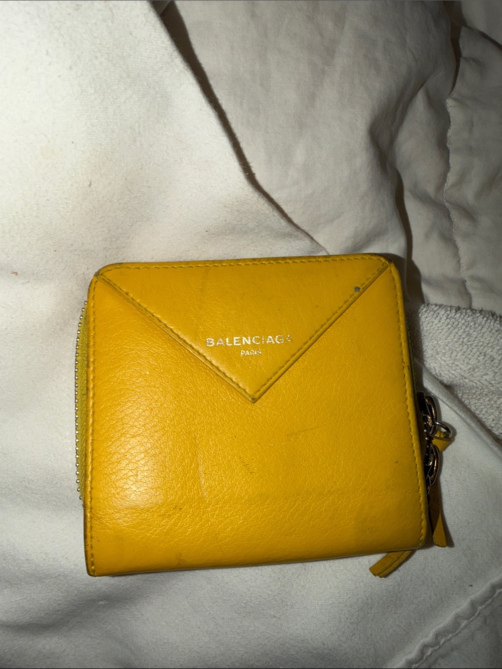 Balenciaga Yellow Leather Zip-Around Wallet